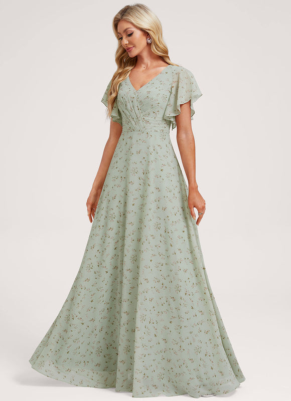 Robe Demoiselle D'Honneur À Volants Rose Pâle - gallery 3