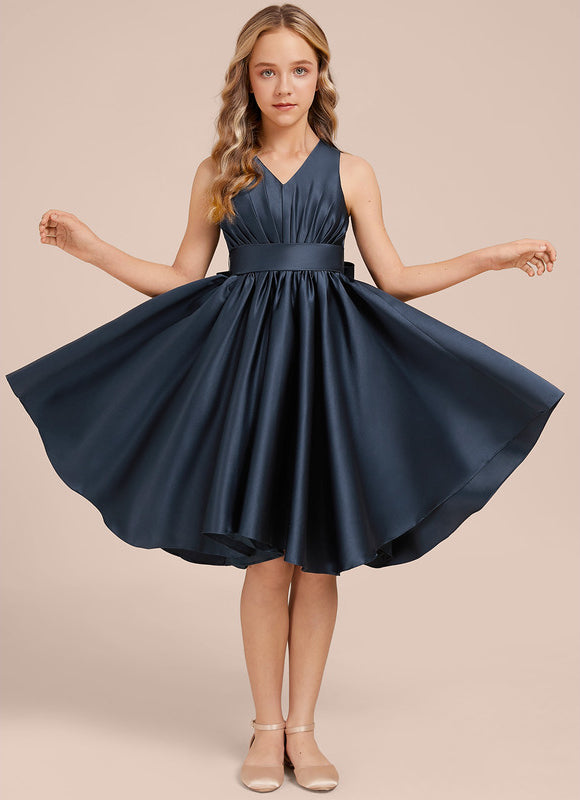 Robe Demoiselle D'Honneur Asymétrique Marine - gallery 5