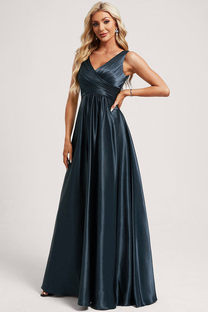 Robe Demoiselle D'Honneur Satin Vert Émeraude - gallery 1