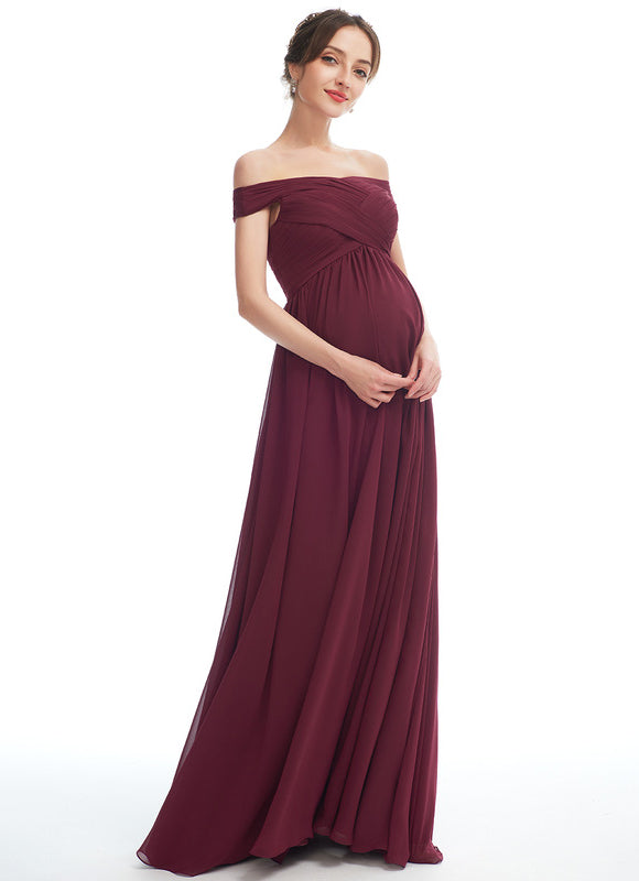 Robe Demoiselle D'Honneur Chiffon Bordeaux