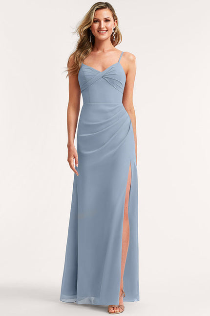 Robe Demoiselle D'Honneur Mousseline Beige - gallery 5