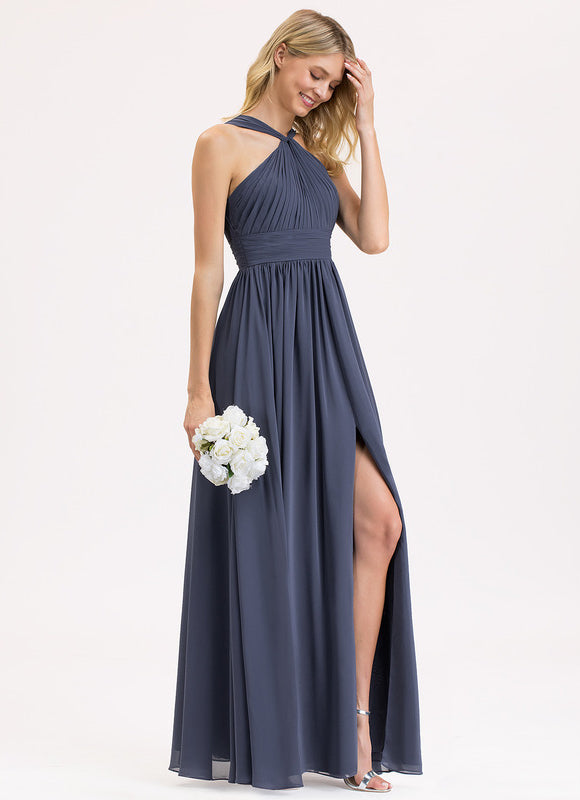Robe Demoiselle D'Honneur À Volants Rose Pâle - gallery 2