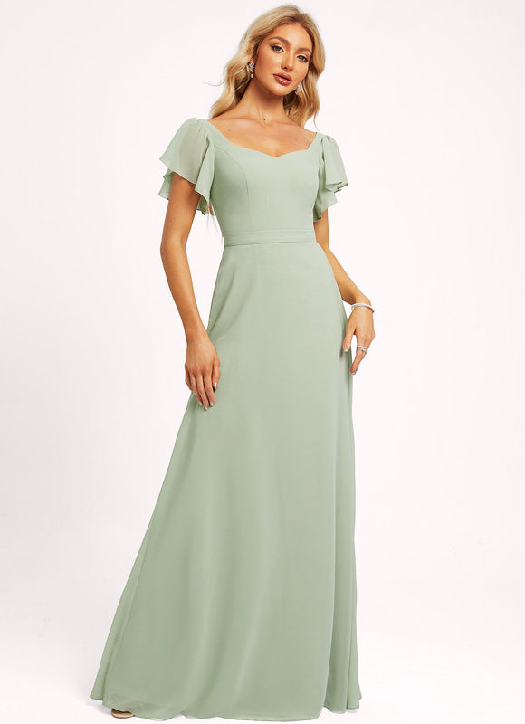 Robe Demoiselle D'Honneur À Volants Rose Pâle