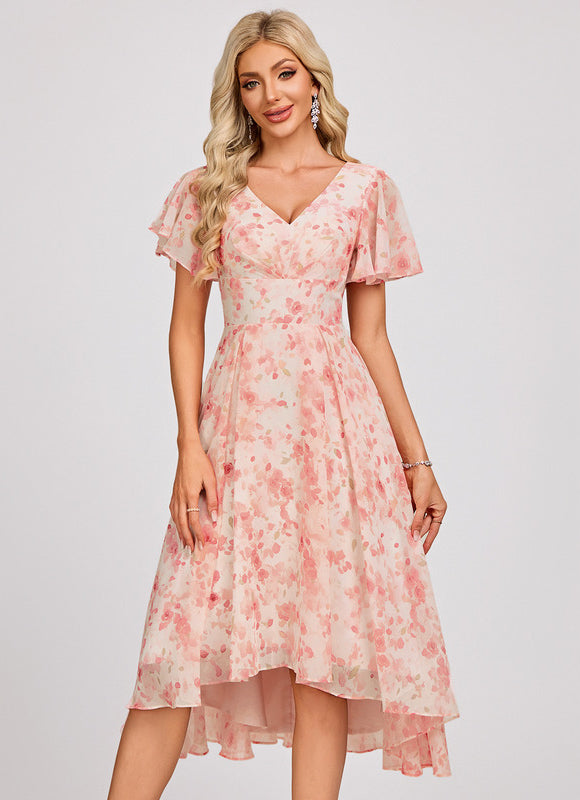 Robe Demoiselle D'Honneur Asymétrique Fluide - gallery 1