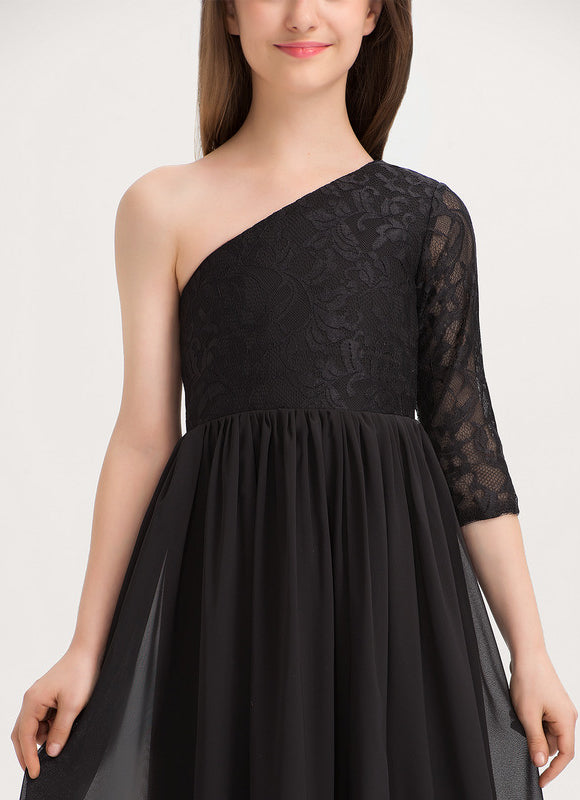 Robe Demoiselle D'Honneur Asymétrique Rose - gallery 4