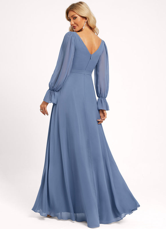 Robe Demoiselle D'Honneur À Volants Rose Pâle - gallery 1