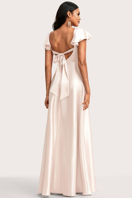 Robe Longue Demoiselle D'Honneur Rose Poudré - gallery 5