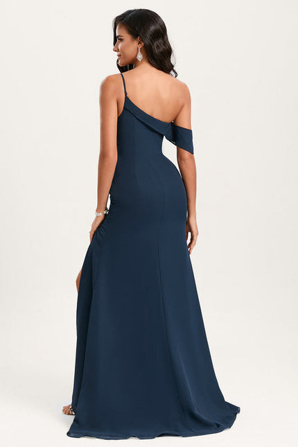 Robe Demoiselle D'Honneur Élégance Marine Asymétrique - gallery 1