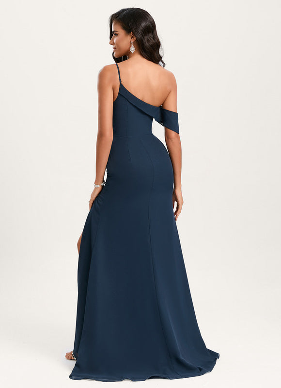 Robe Demoiselle D'Honneur Élégance Marine Asymétrique - gallery 1