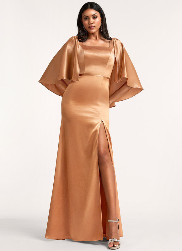 Robe Demoiselle D'Honneur Champagne Satin - gallery 4
