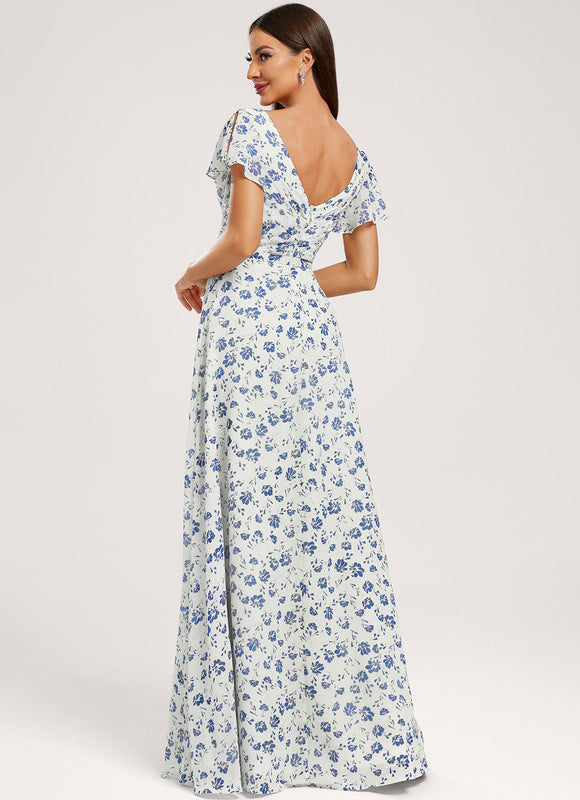 Robe Demoiselle D'Honneur À Volants Rose Pâle - gallery 4