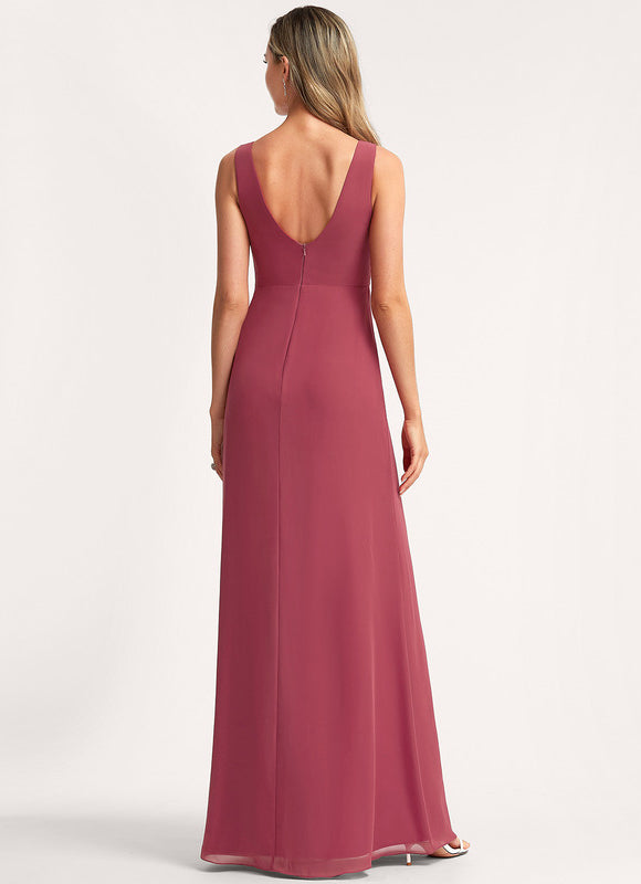 Robe Demoiselle D'Honneur Mousseline Beige - gallery 3