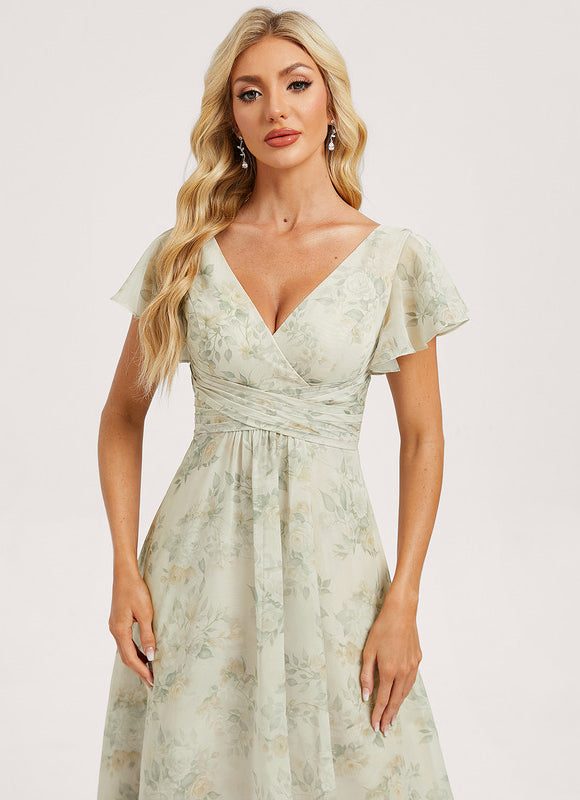 Robe Demoiselle D'Honneur À Volants Rose Pâle - gallery 2