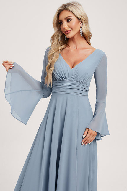 Robe Demoiselle D'Honneur Mousseline Beige - gallery 4