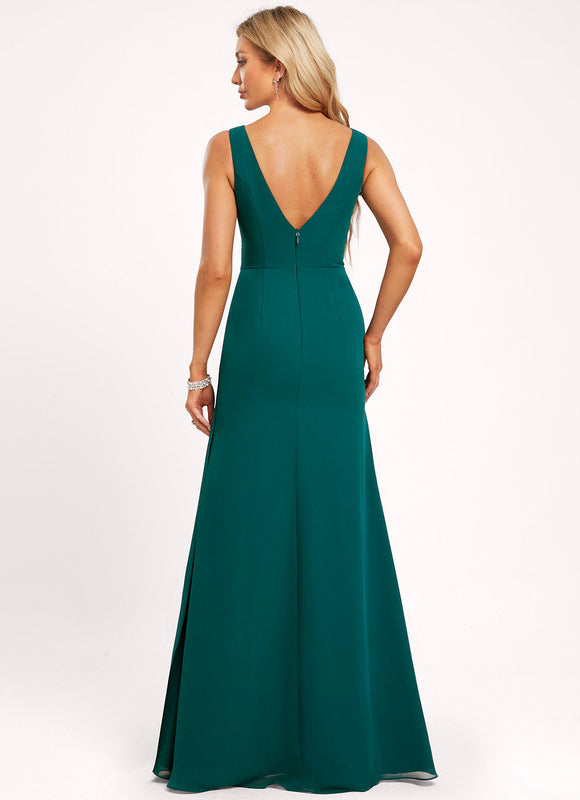 Robe Demoiselle D'Honneur À Volants Rose Pâle - gallery 4