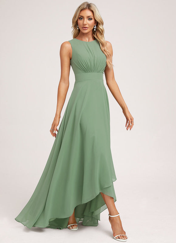 Robe Demoiselle D'Honneur Mousseline Verte - gallery 3