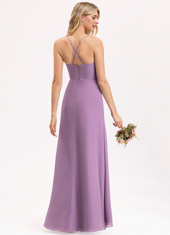 Robe Demoiselle D'Honneur À Volants Rose Pâle - gallery 7
