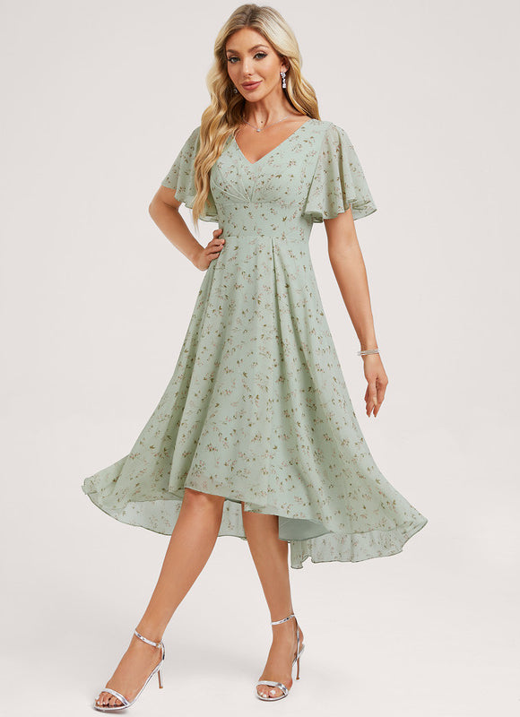 Robe Demoiselle D'Honneur Asymétrique Fluide - gallery 3