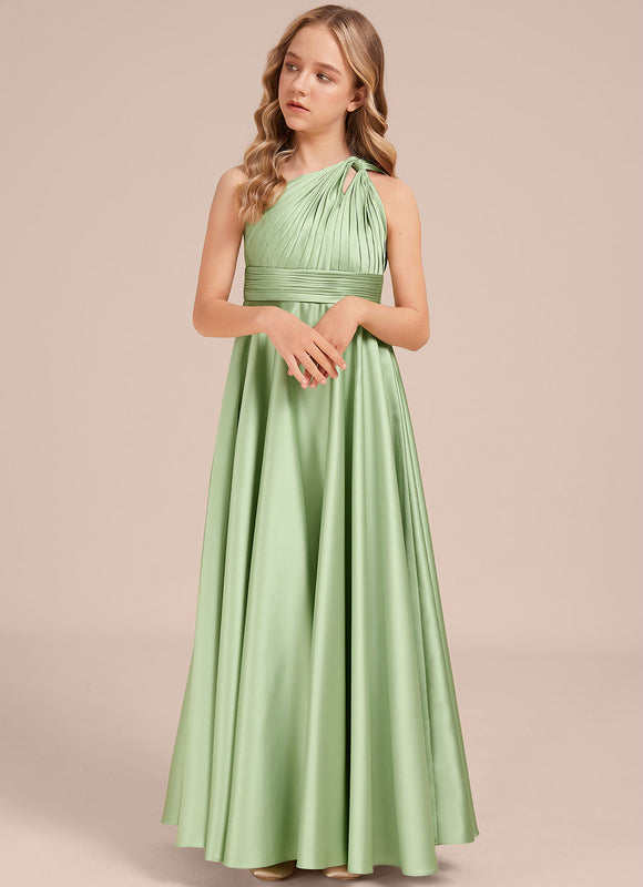Robe Demoiselle D'Honneur Satinée Asymétrique Junior - gallery 5