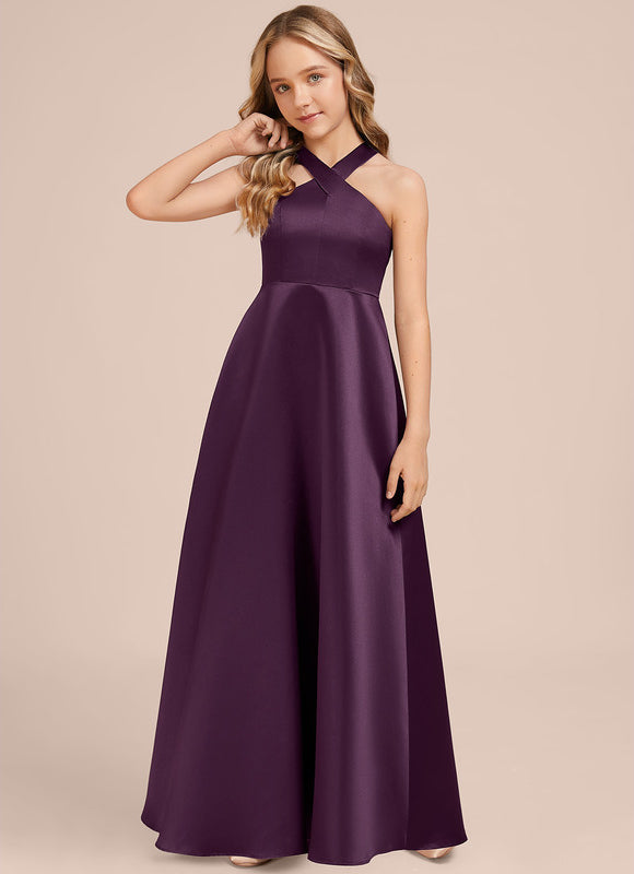 Robe Demoiselle D'Honneur Évasée Prune - gallery 4