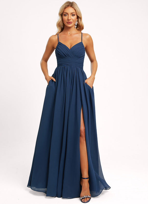 Robe Demoiselle D'Honneur Mousseline Beige - gallery 5