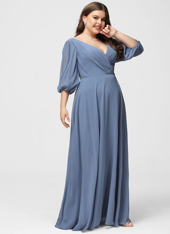 Robe Demoiselle D'Honneur À Volants Rose Pâle - gallery 9