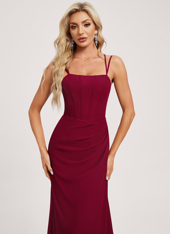 Robe Demoiselle D'Honneur Col Carré Ébène - gallery 3