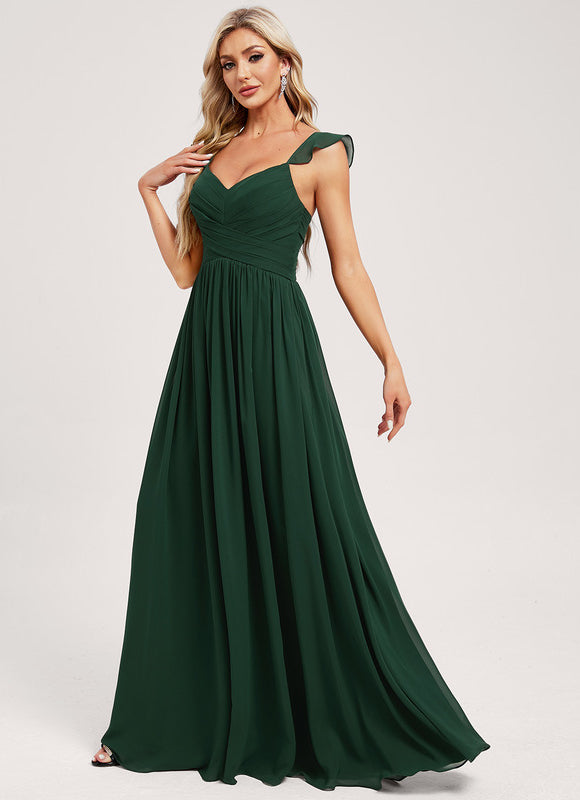 Robe Demoiselle D'Honneur À Volants Rose Pâle - gallery 1