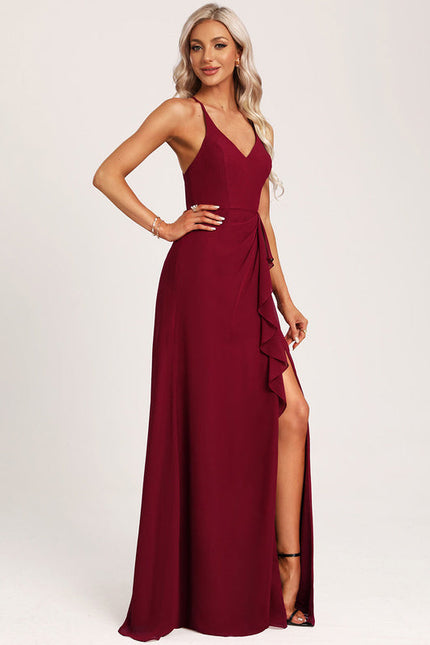 Robe Demoiselle D'Honneur Mousseline Beige - gallery 1