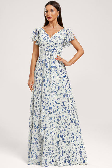 Robe Demoiselle D'Honneur À Volants Rose Pâle - gallery 3