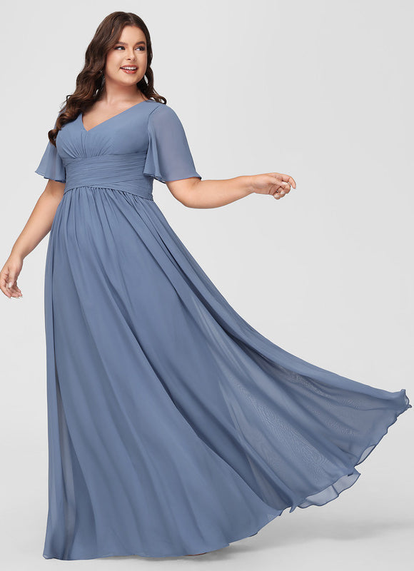 Robe Demoiselle D'Honneur À Volants Rose Pâle - gallery 4