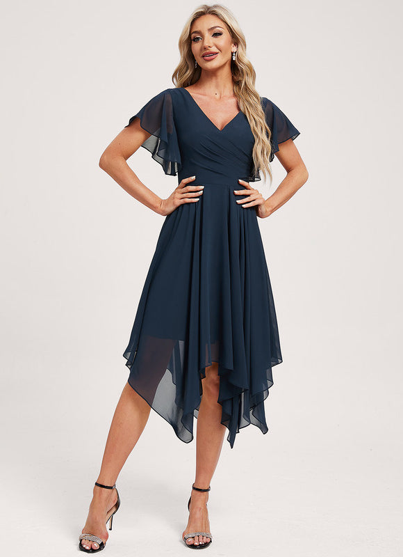 Robe Demoiselle D'Honneur Asymétrique Fluide - gallery 2