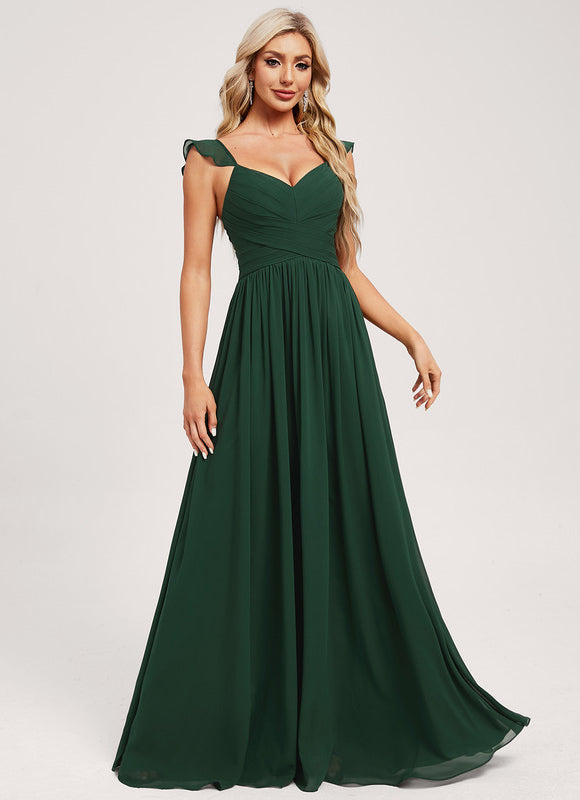 Robe Demoiselle D'Honneur À Volants Rose Pâle