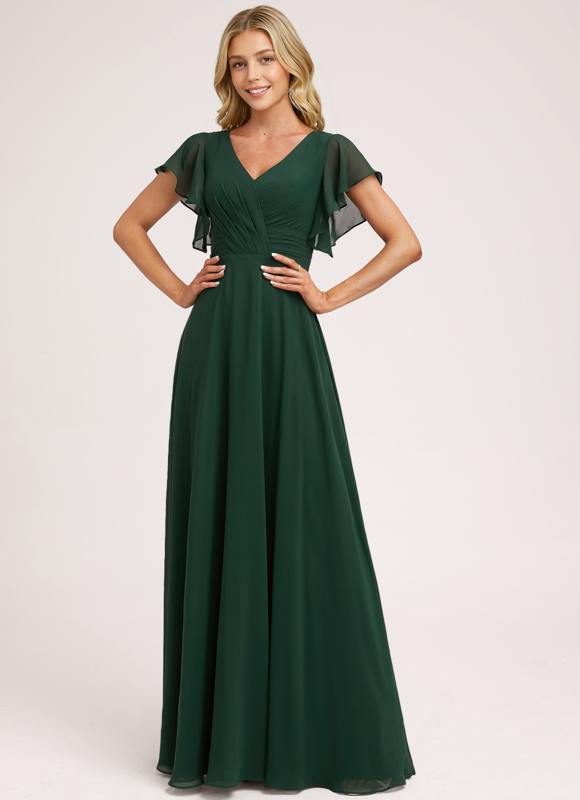 Robe Demoiselle D'Honneur À Volants Rose Pâle - gallery 1