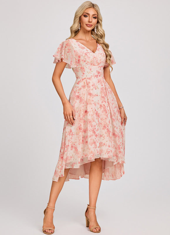 Robe Demoiselle D'Honneur Asymétrique Fluide - gallery 3