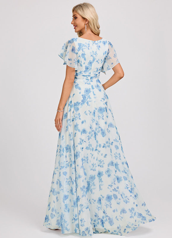 Robe Demoiselle D'Honneur À Volants Rose Pâle - gallery 5