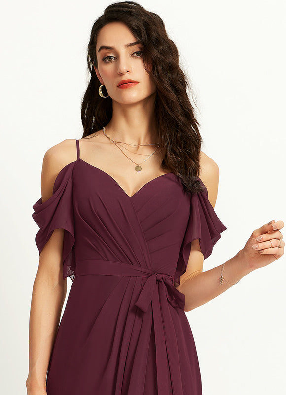 Robe Demoiselle D'Honneur À Volants Rose Pâle - gallery 2