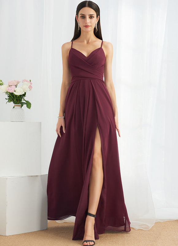 Robe Demoiselle D'Honneur À Volants Rose Pâle - gallery 2