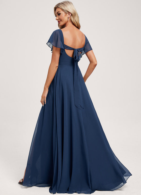 Robe Demoiselle D'Honneur À Volants Rose Pâle - gallery 4