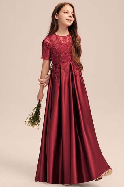 Robe Demoiselle D'Honneur Rouge Satiné - gallery 3