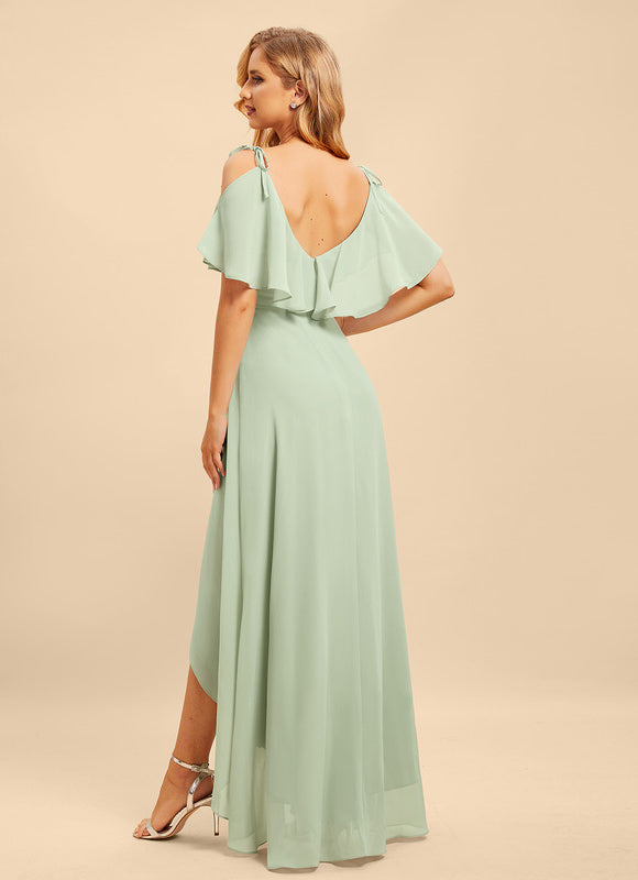 Robe Demoiselle D'Honneur Asymétrique Fluide - gallery 2