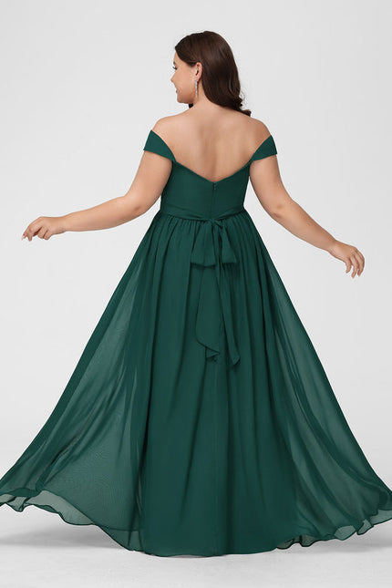 Robe Demoiselle D'Honneur Mousseline Émeraude - gallery 9