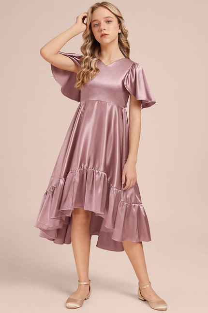 Robe Demoiselle D'Honneur Satin Ciel Ajustée - gallery 1