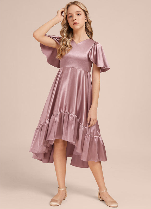 Robe Demoiselle D'Honneur Satin Ciel Ajustée - gallery 1