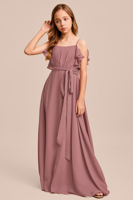 Robe Demoiselle D'Honneur Mousseline Ciel - gallery 4