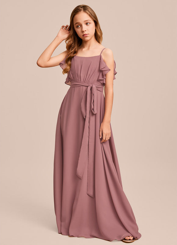 Robe Demoiselle D'Honneur Mousseline Ciel - gallery 4