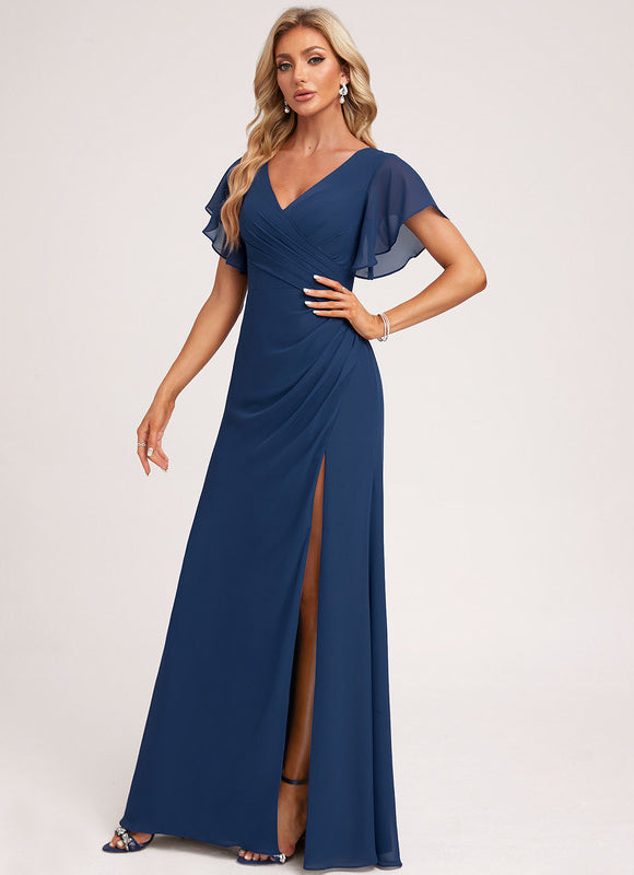 Robe Demoiselle D'Honneur À Volants Rose Pâle - gallery 2