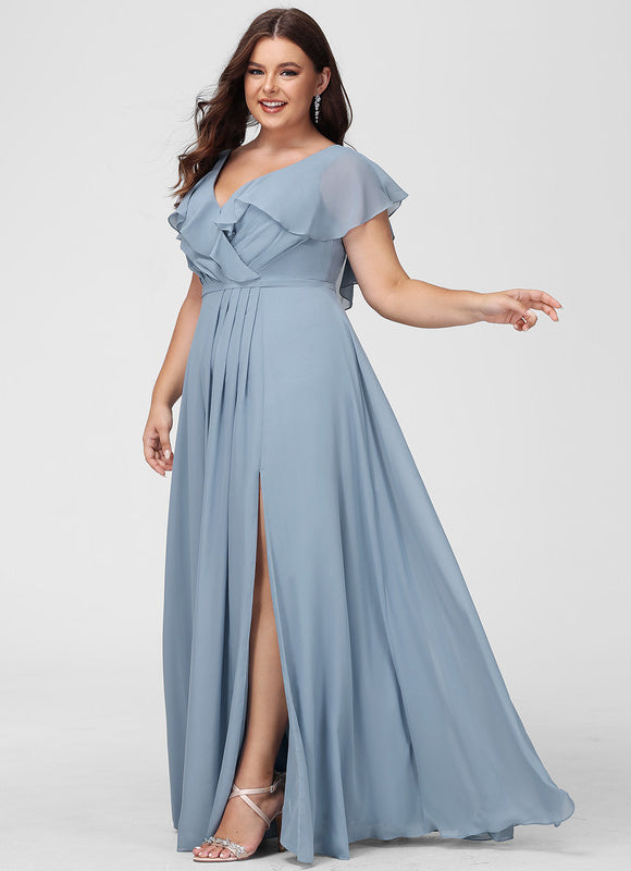 Robe Demoiselle D'Honneur Mousseline Beige - gallery 6