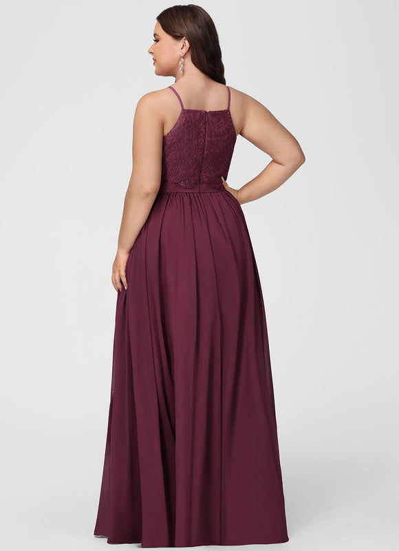 Robe Demoiselle D'Honneur Dentelle Bordeaux - gallery 8