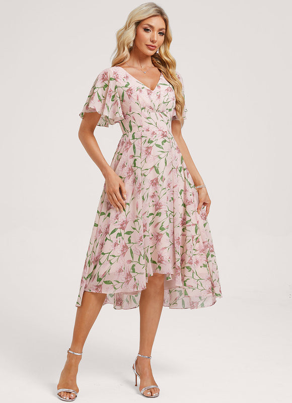 Robe Demoiselle D'Honneur Asymétrique Fluide - gallery 2